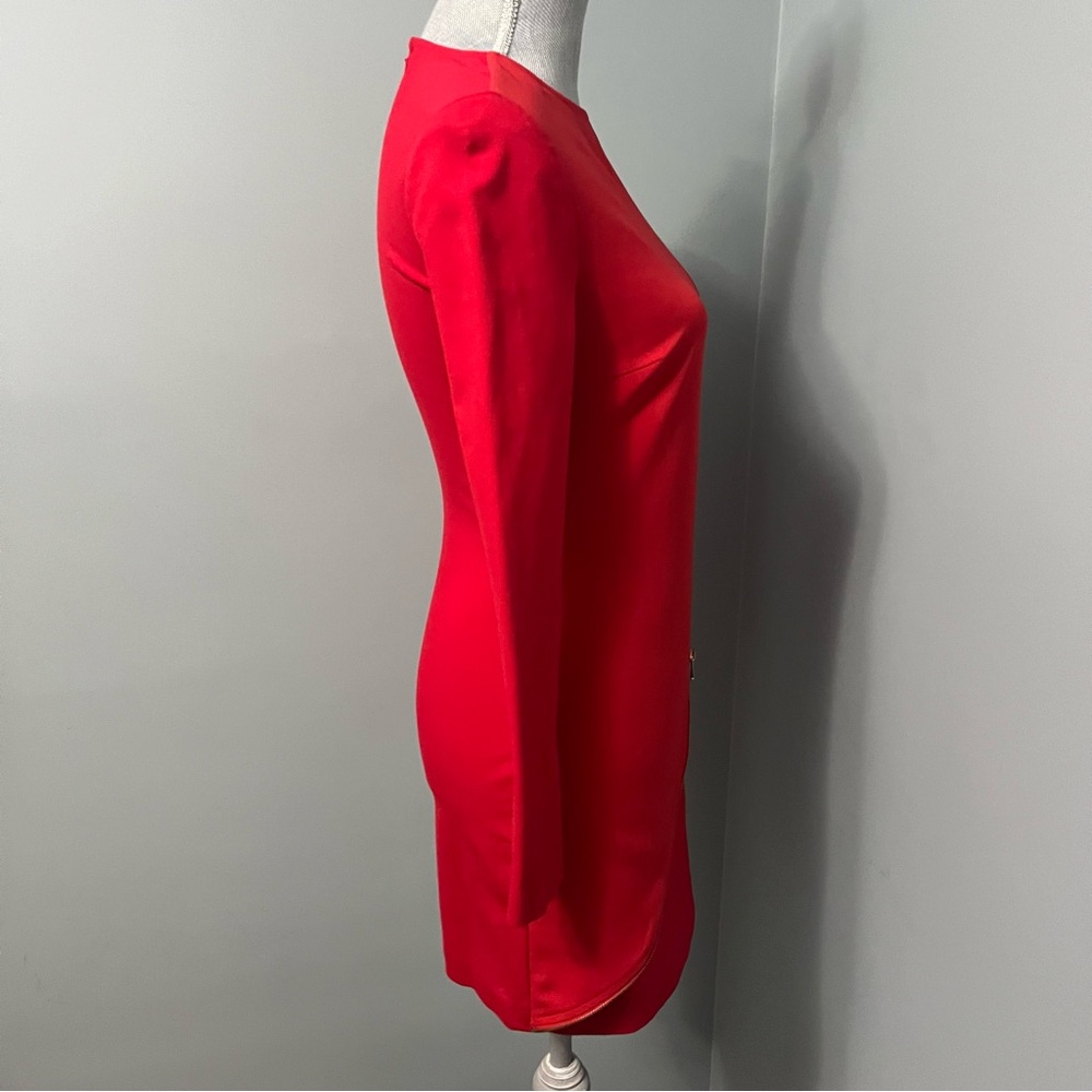 TED BAKER LONDON US size 2 Edlyn Red front Zipper draped mini cocktail dress - Picture 8 of 16